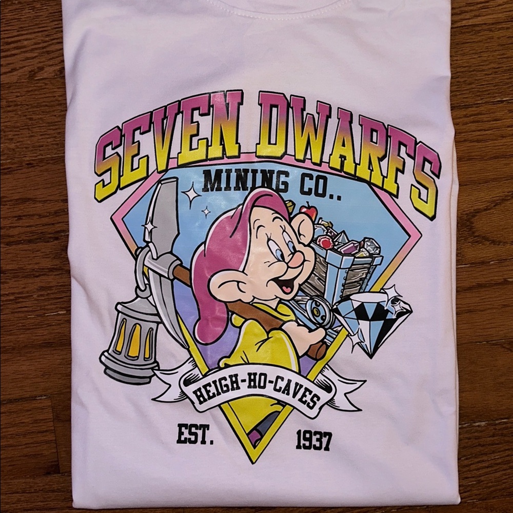 NWOT Disney Seven Dwarfs Mining Co. White T-Shirt